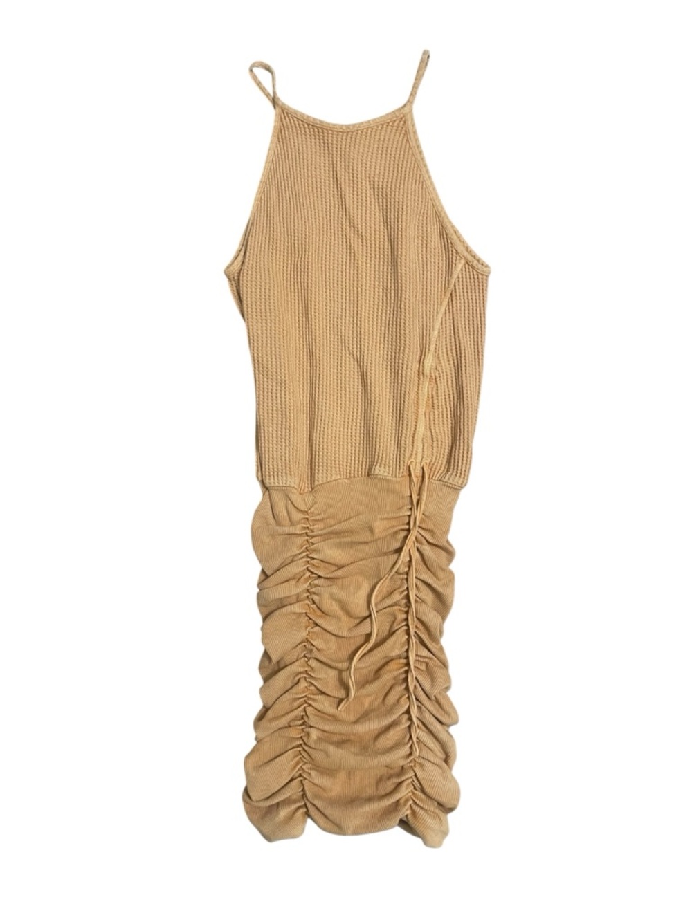 Free People FP One Ribbed Katya Mini Dress Thermal Gold XS NWT - Picture 2 of 11
